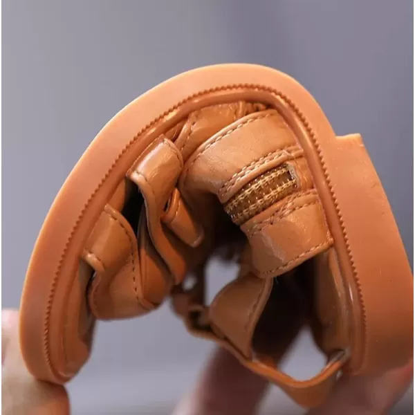 imageDADAWEN Toddler Girls Summer Side Zipper Open Toe Strappy Gladiator Sandals ToddlerLittle KidBrown