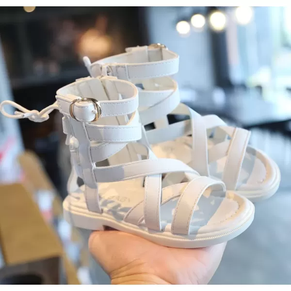 imageDADAWEN Toddler Girls Summer Side Zipper Open Toe Strappy Gladiator Sandals ToddlerLittle KidWhite