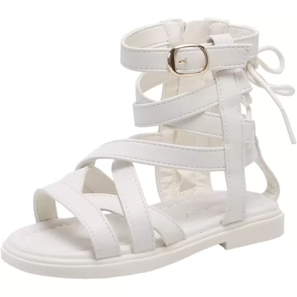 imageDADAWEN Toddler Girls Summer Side Zipper Open Toe Strappy Gladiator Sandals ToddlerLittle KidWhite