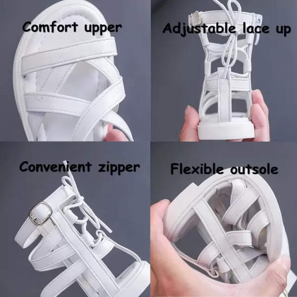 imageDADAWEN Toddler Girls Summer Side Zipper Open Toe Strappy Gladiator Sandals ToddlerLittle KidWhite