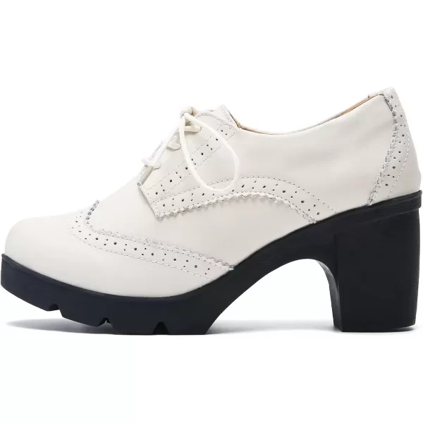 imageDADAWEN Womens Classic TStrap Platform MidHeel Square Toe Oxfords Dress Shoes233 Beige