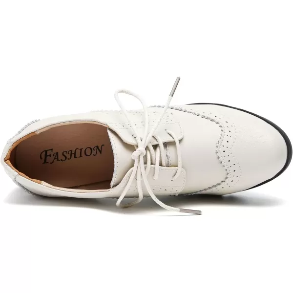 imageDADAWEN Womens Classic TStrap Platform MidHeel Square Toe Oxfords Dress Shoes233 Beige