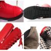 imageDADAWEN Kids Girls Leather LaceUp Zipper Mid Calf Combat Riding Winter Boots ToddlerLittle KidBig KidRedwithout Fur