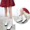 imageDADAWEN Kids Girls Leather LaceUp Zipper Mid Calf Combat Riding Winter Boots ToddlerLittle KidBig KidWhitewith Fur