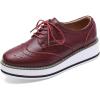 imageDADAWEN Womens Platform LaceUp Wingtips Square Toe Oxfords ShoeWine Red Leather