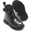 imageDADAWEN Boys Girls Glitter Ankle Boots Lace Up Waterproof Combat Boot With Side Zipper ToddlerLittle KidBig KidBlack Glitter