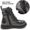 imageDADAWEN Boys Girls Glitter Ankle Boots Lace Up Waterproof Combat Boot With Side Zipper ToddlerLittle KidBig KidBlack Glitter