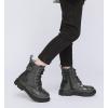 imageDADAWEN Boys Girls Glitter Ankle Boots Lace Up Waterproof Combat Boot With Side Zipper ToddlerLittle KidBig KidBlack Glitter