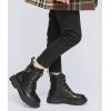 imageDADAWEN Boys Girls Glitter Ankle Boots Lace Up Waterproof Combat Boot With Side Zipper ToddlerLittle KidBig KidBlack Leather