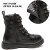 imageDADAWEN Boys Girls Glitter Ankle Boots Lace Up Waterproof Combat Boot With Side Zipper ToddlerLittle KidBig KidBlack Leather