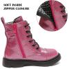 imageDADAWEN Boys Girls Glitter Ankle Boots Lace Up Waterproof Combat Boot With Side Zipper ToddlerLittle KidBig KidHot Pink Glitter