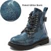 imageDADAWEN Boys Girls Glitter Ankle Boots Lace Up Waterproof Combat Boot With Side Zipper ToddlerLittle KidBig KidNavy Glitter