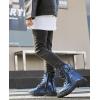 imageDADAWEN Boys Girls Glitter Ankle Boots Lace Up Waterproof Combat Boot With Side Zipper ToddlerLittle KidBig KidNavy Glitter