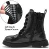 imageDADAWEN Boys Girls Glitter Ankle Boots Lace Up Waterproof Combat Shoes With Side Zipper for ToddlerLittle KidBig KidBlack Glitter