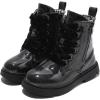 imageDADAWEN Boys Girls Glitter Ankle Boots Lace Up Waterproof Combat Shoes With Side Zipper for ToddlerLittle KidBig KidBlack Glitter