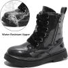 imageDADAWEN Boys Girls Glitter Ankle Boots Lace Up Waterproof Combat Shoes With Side Zipper for ToddlerLittle KidBig KidBlack Glitter