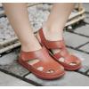 imageDADAWEN Boys Girls Leather Soft Closed Toe Outdoor Beach Summer Sport Sandals Water Shoes ToddlerLittle KidBig KidBrown