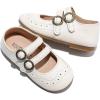 imageDADAWEN Girls Classic Mary Jane Flats School Uniform Shoes Dress Shoes Party Wedding Shoes02 Cream White