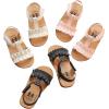 imageDADAWEN Girls Summer Beach Water Sandals Soft Sole TStrap Flat Sandal ToddlerLittle KidBeige