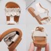 imageDADAWEN Girls Summer Beach Water Sandals Soft Sole TStrap Flat Sandal ToddlerLittle KidBeige