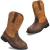 imageDADAWEN Kids Cowgirl Cowboy Western Boots Boys Girls Mid Calf Riding Shoes With Side Zipper ToddlerLittle KidBig KidBrownTan