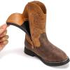 imageDADAWEN Kids Cowgirl Cowboy Western Boots Boys Girls Mid Calf Riding Shoes With Side Zipper ToddlerLittle KidBig KidBrownTan