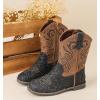 imageDADAWEN Kids Glitter Square Toe Cowgirl Boots Cowboy Western Boots Boys Girls Mid Calf Riding Shoes With Side ZipperBlack