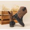 imageDADAWEN Kids Glitter Square Toe Cowgirl Boots Cowboy Western Boots Boys Girls Mid Calf Riding Shoes With Side ZipperBlack