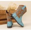 imageDADAWEN Kids Glitter Square Toe Cowgirl Boots Cowboy Western Boots Boys Girls Mid Calf Riding Shoes With Side ZipperBlue