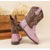 imageDADAWEN Kids Glitter Square Toe Cowgirl Boots Cowboy Western Boots Boys Girls Mid Calf Riding Shoes With Side ZipperPink