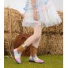 imageDADAWEN Kids Glitter Square Toe Cowgirl Boots Cowboy Western Boots Boys Girls Mid Calf Riding Shoes With Side ZipperRainbow