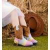 imageDADAWEN Kids Glitter Square Toe Cowgirl Boots Cowboy Western Boots Boys Girls Mid Calf Riding Shoes With Side ZipperRainbow