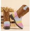 imageDADAWEN Kids Glitter Square Toe Cowgirl Boots Cowboy Western Boots Boys Girls Mid Calf Riding Shoes With Side ZipperRainbow