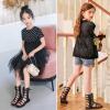 imageDADAWEN Toddler Girls Sandals Summer Open Toe Strapped Gladiator Sandals With Side Zipper ToddlerLittle KidBlack