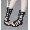 imageDADAWEN Toddler Girls Sandals Summer Open Toe Strapped Gladiator Sandals With Side Zipper ToddlerLittle KidBlack