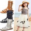 imageDADAWEN Toddler Girls Sandals Summer Open Toe Strapped Gladiator Sandals With Side Zipper ToddlerLittle KidBrown