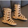 imageDADAWEN Toddler Girls Sandals Summer Open Toe Strapped Gladiator Sandals With Side Zipper ToddlerLittle KidBrown