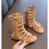 imageDADAWEN Toddler Girls Sandals Summer Open Toe Strapped Gladiator Sandals With Side Zipper ToddlerLittle KidBrown