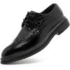 imageDADAWEN Mens Dress Shoes Classic Lace Up Wingtip Oxford Shoes Business Formal ShoesBlack