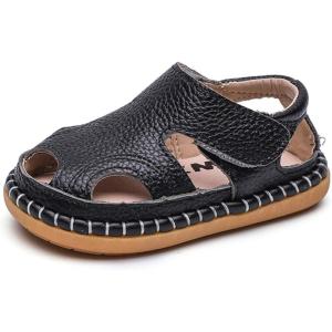 imageDADAWEN Baby Boys Girls Summer Lightweight Soft Sole ClosedToe Outdoor Leather Athletic SandalsBlack
