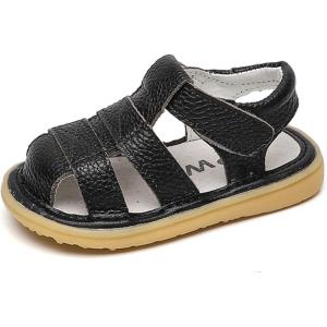 imageDADAWEN Baby Boys Girls Summer Lightweight Soft Sole ClosedToe Outdoor Leather Athletic SandalsBlack L1258
