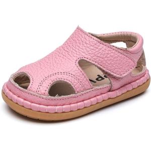 imageDADAWEN Baby Boys Girls Summer Lightweight Soft Sole ClosedToe Outdoor Leather Athletic SandalsPink