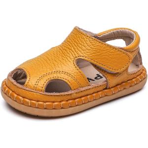 imageDADAWEN Baby Boys Girls Summer Lightweight Soft Sole ClosedToe Outdoor Leather Athletic SandalsYellow