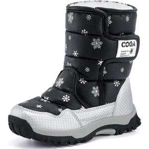 imageDADAWEN Girls Boys Snow Boots Winter Outdoor Waterproof Slip Resistant Cold Weather Shoes ToddlerLittle KidBig KidBlack