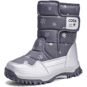 imageDADAWEN Girls Boys Snow Boots Winter Outdoor Waterproof Slip Resistant Cold Weather Shoes ToddlerLittle KidBig KidGrey