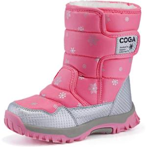 imageDADAWEN Girls Boys Snow Boots Winter Outdoor Waterproof Slip Resistant Cold Weather Shoes ToddlerLittle KidBig KidPink