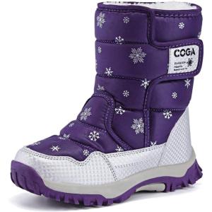 imageDADAWEN Girls Boys Snow Boots Winter Outdoor Waterproof Slip Resistant Cold Weather Shoes ToddlerLittle KidBig KidPurple
