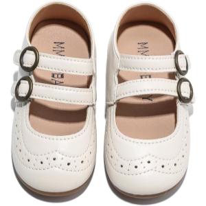 imageDADAWEN Girls Classic Mary Jane Flats School Uniform Shoes Dress Shoes Party Wedding Shoes02 Cream White