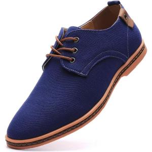 imageDADAWEN Mens Casual Canvas Oxfords Walking Shoes Sneakers Lace Up Dress ShoesBlue