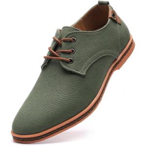 imageDADAWEN Mens Casual Canvas Oxfords Walking Shoes Sneakers Lace Up Dress ShoesGreen